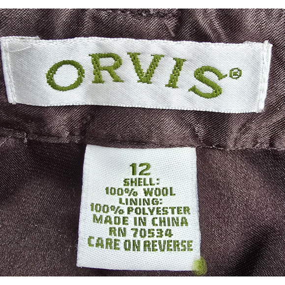 ORVIS Women's Wool Pleated Dress Pants Fully Lined Slacks Size 12 Brown - Picture 1 of 5